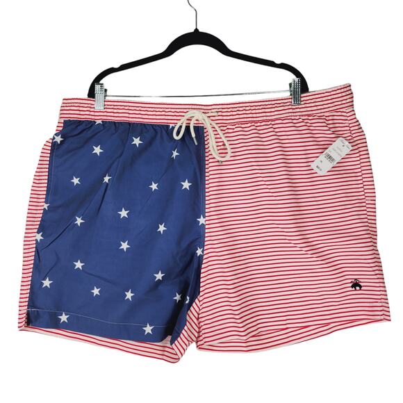 Brooks Brothers Swim Short XXL Mens Red White Blue USA American 5" Inseam NEW